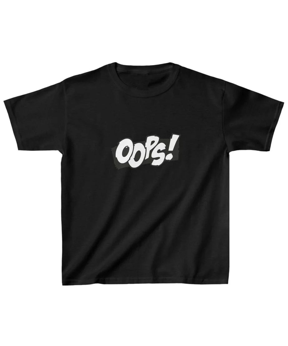 Gucso Unisex Çocuk Oops Baskılı T-Shirt - Siyah