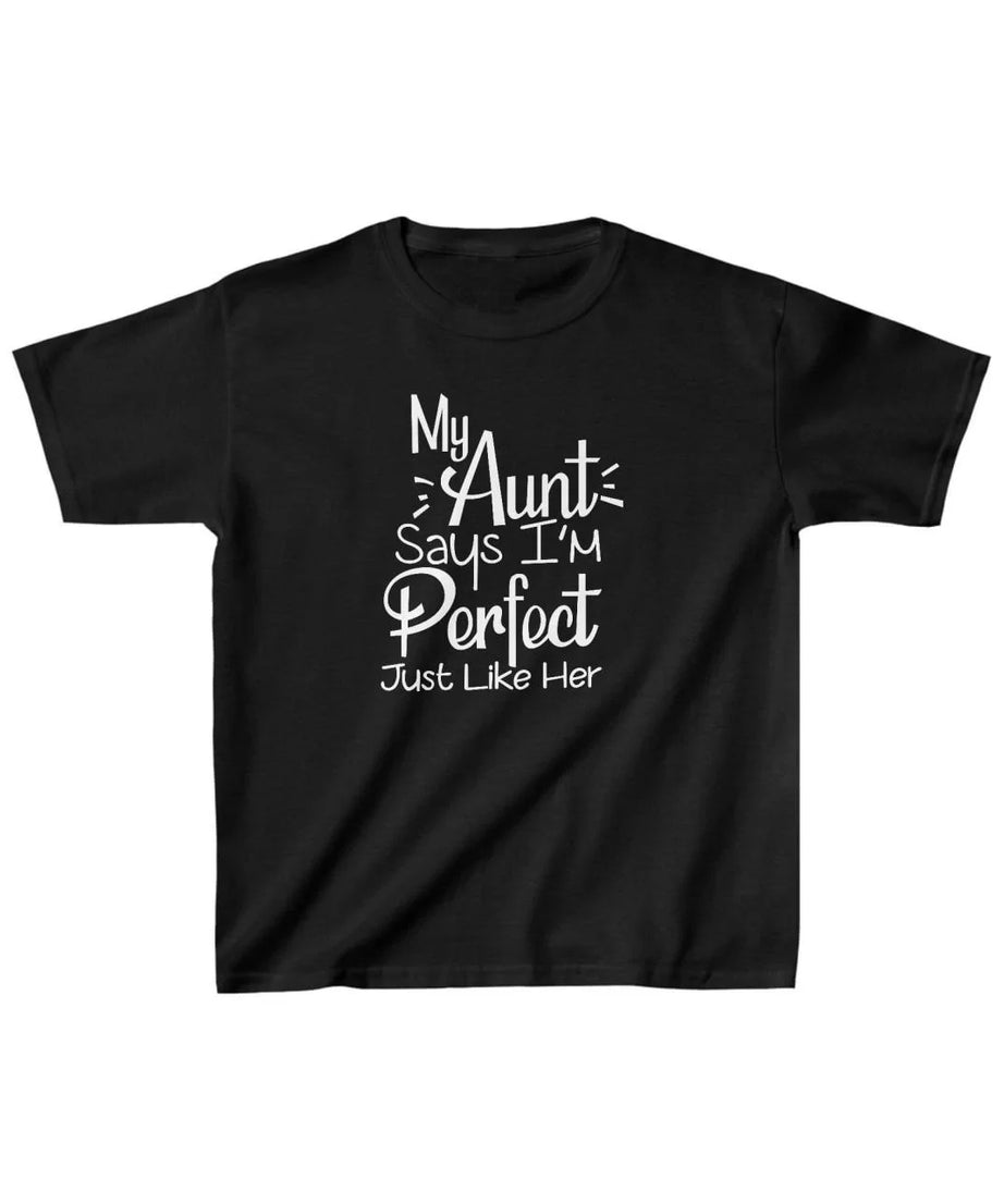 Gucso Unisex Çocuk My Aunt Perfect Baskılı T-Shirt - Siyah