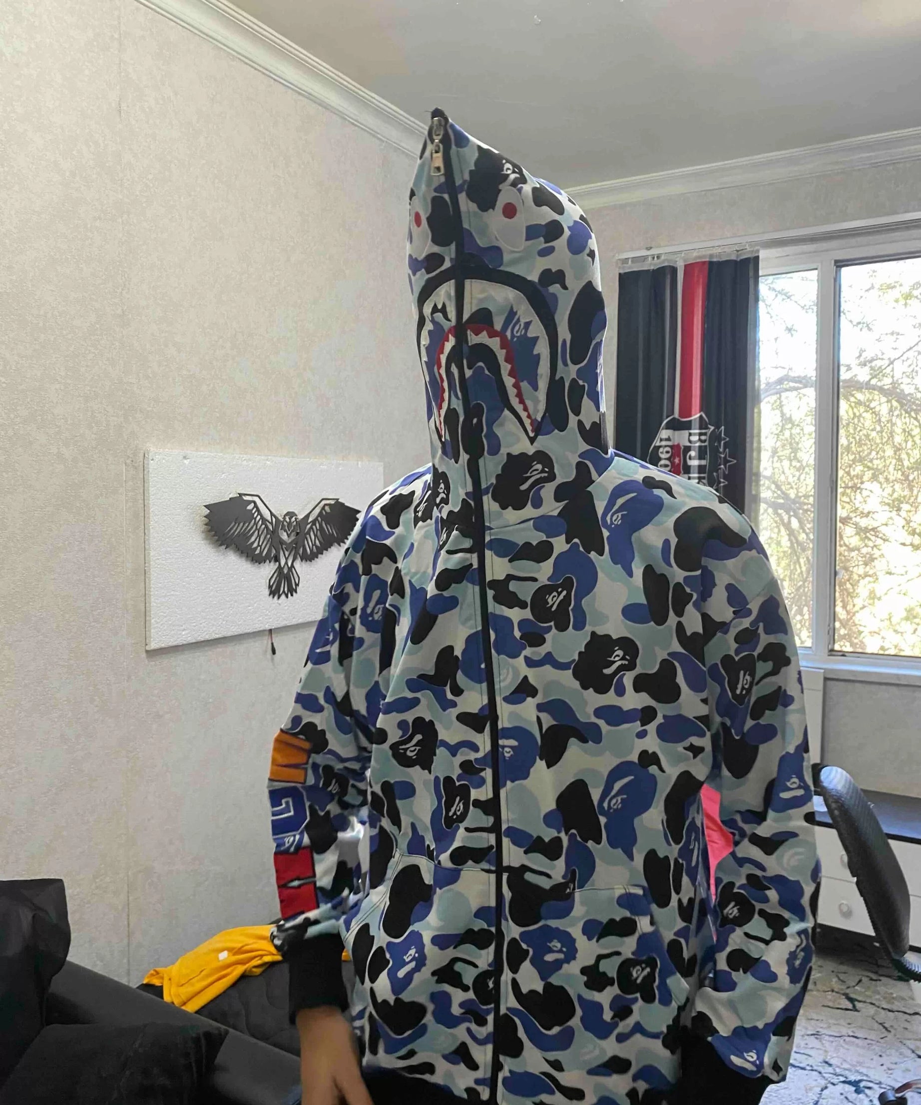 Gucso Unisex Pubg Bape x Shark Hoodie - Gri, Hırka, Eşofman Üstü