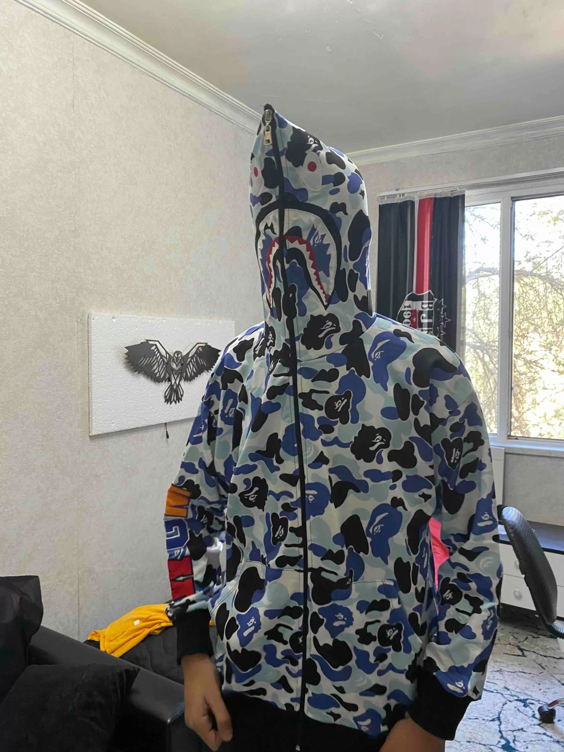 Gucso Unisex Pubg Bape x Shark Hoodie - Gri, Hırka, Eşofman Üstü