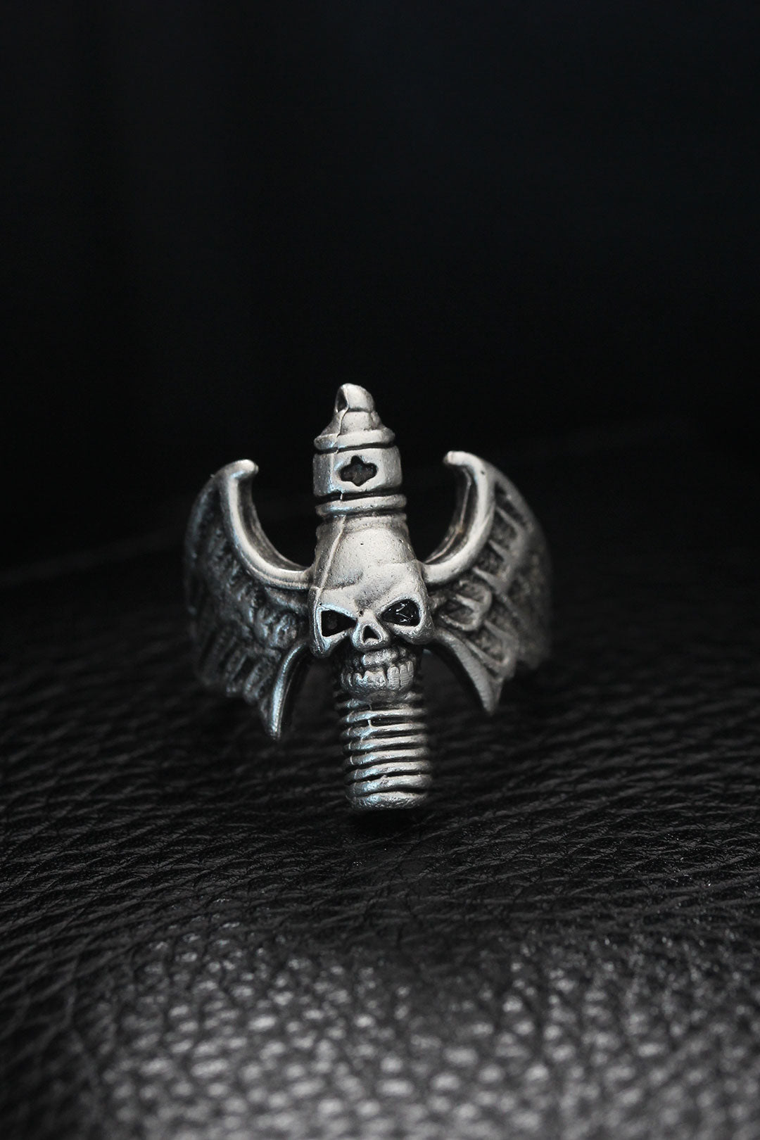 Adjustable Winged Skull Men's Ring