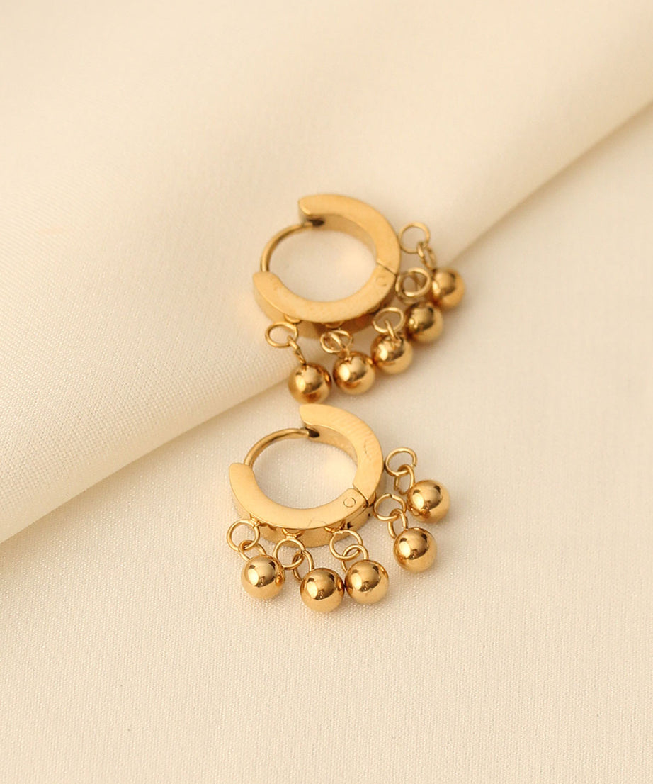 Steel Ball Detail Hoop Earrings