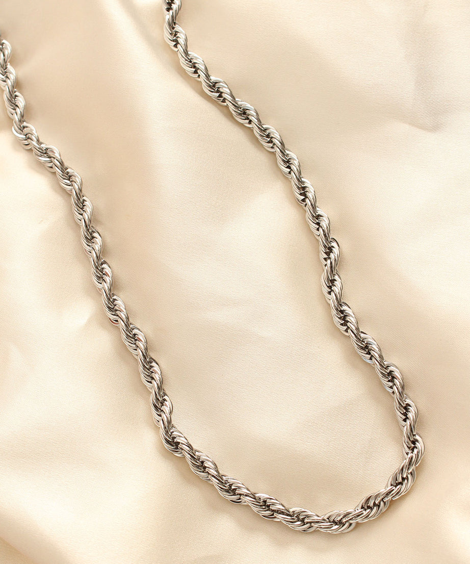 316L Steel Tarnish-Resistant Silver Color Thick Twist 60 cm Women's Necklace