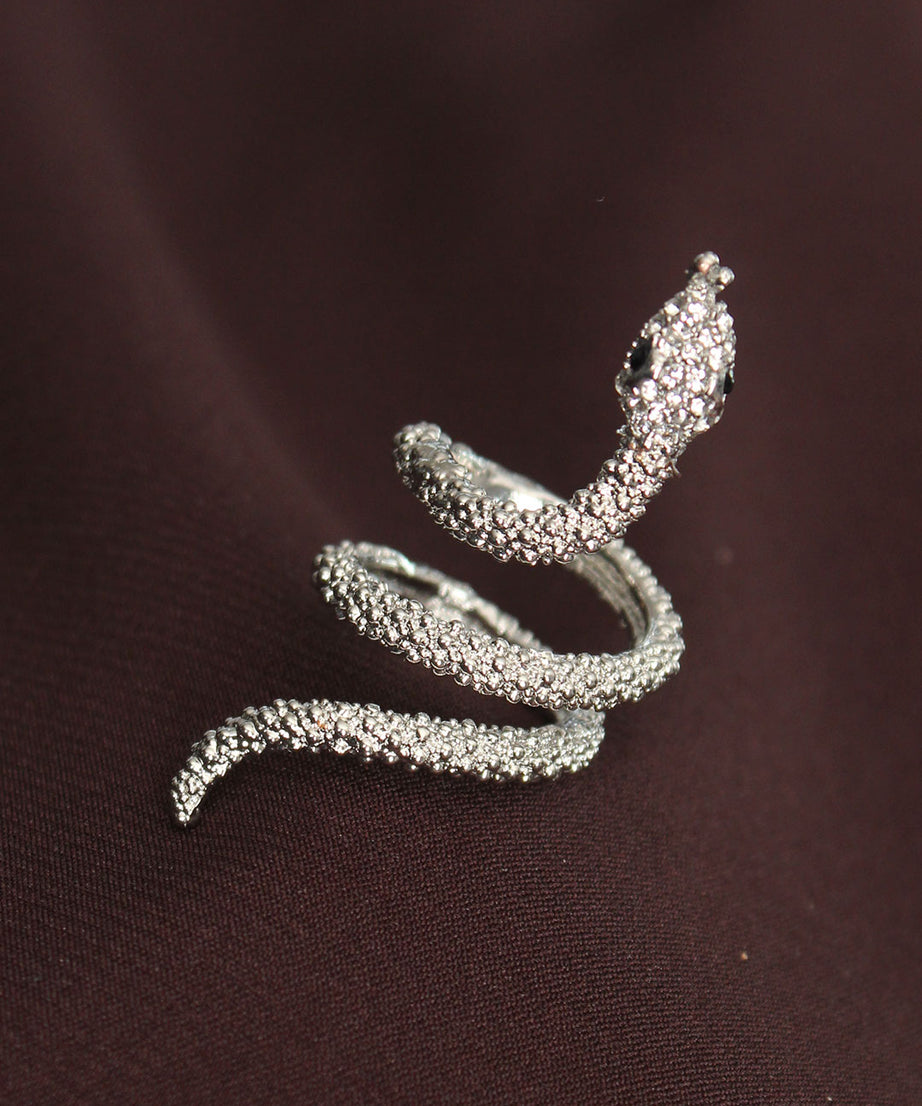 Ayarlanabilir Silver Renk Zirkon Taşlı Yılan Yüzük