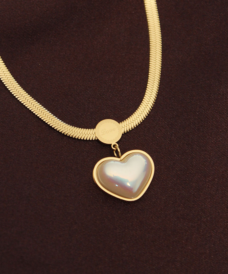 316L Steel Domed Heart Model Italian Chain Necklace