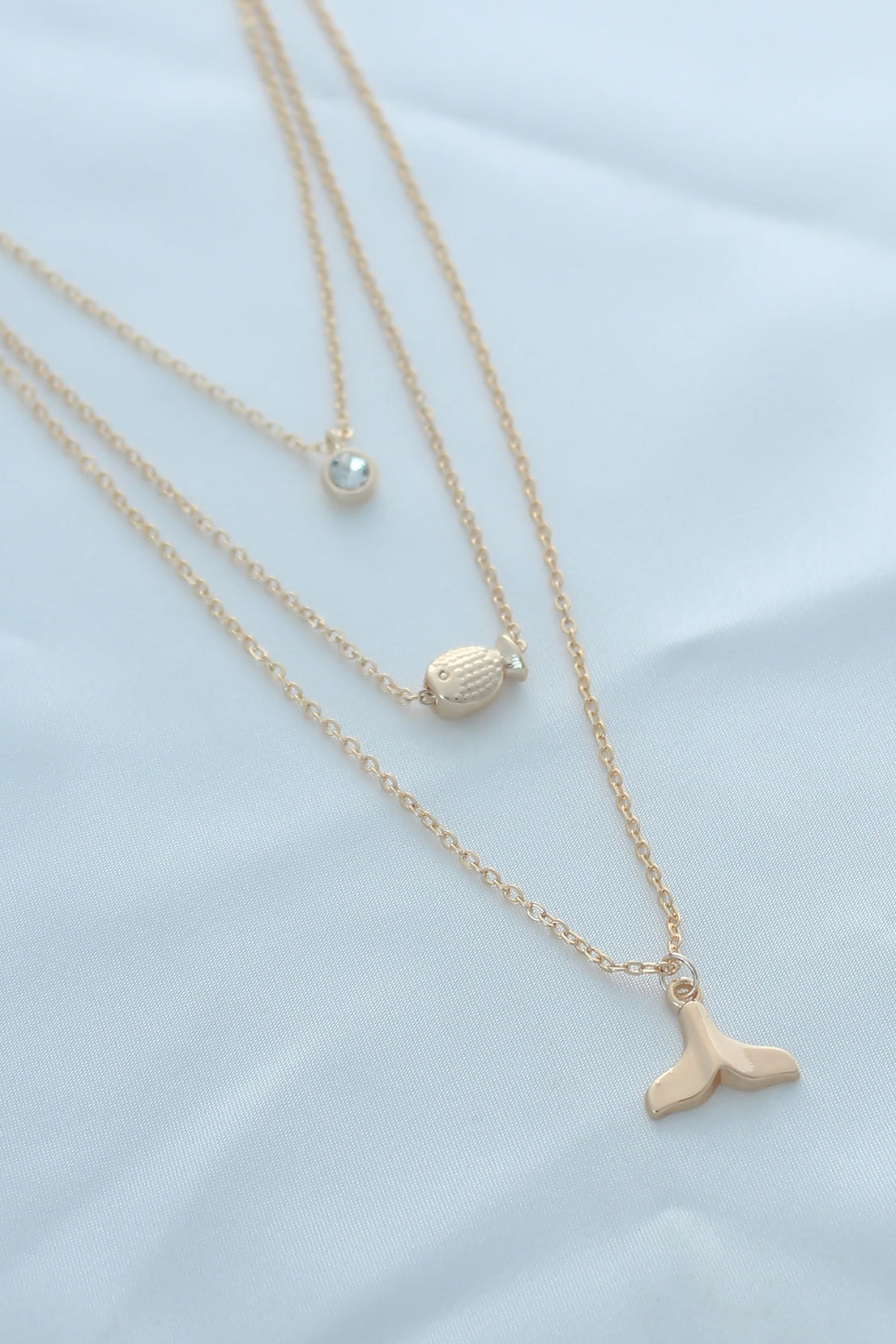 Gold Color Fish Tail Figure Fish Detail Multiple Women's Necklace
