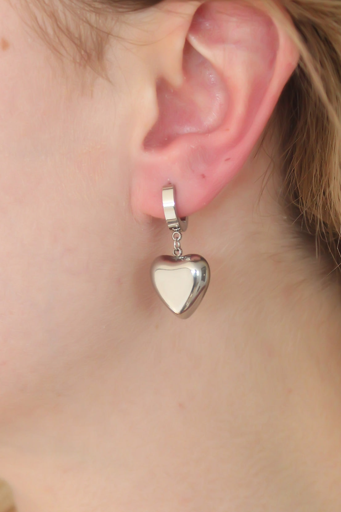 316L Tarnish-Resistant Steel Silver Color Heart Women's Earrings