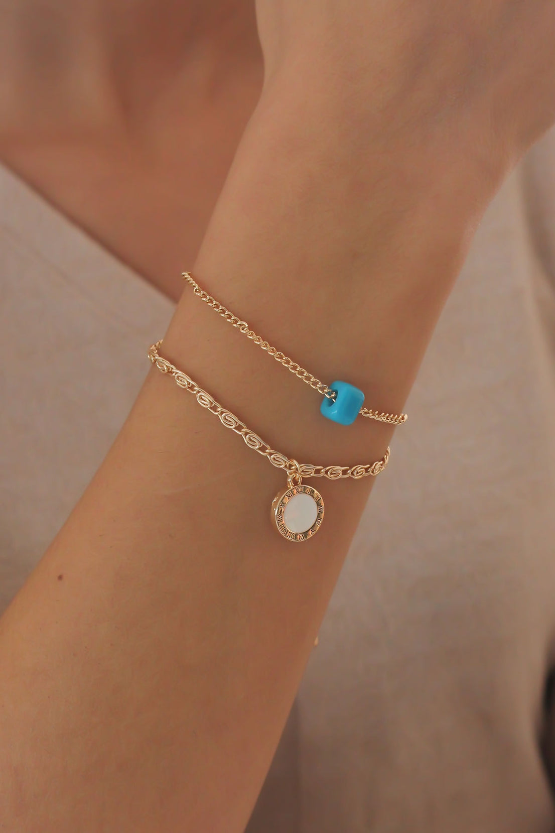 Gold Color 2-Piece Women's Bracelet