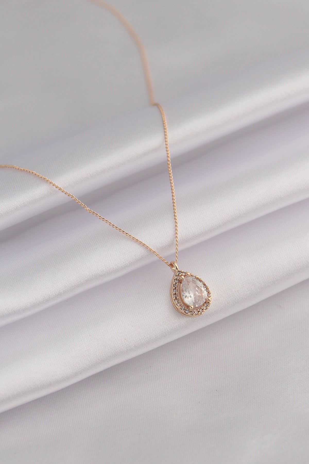 Gold Color Drop Model Zircon Stone Women's Necklace