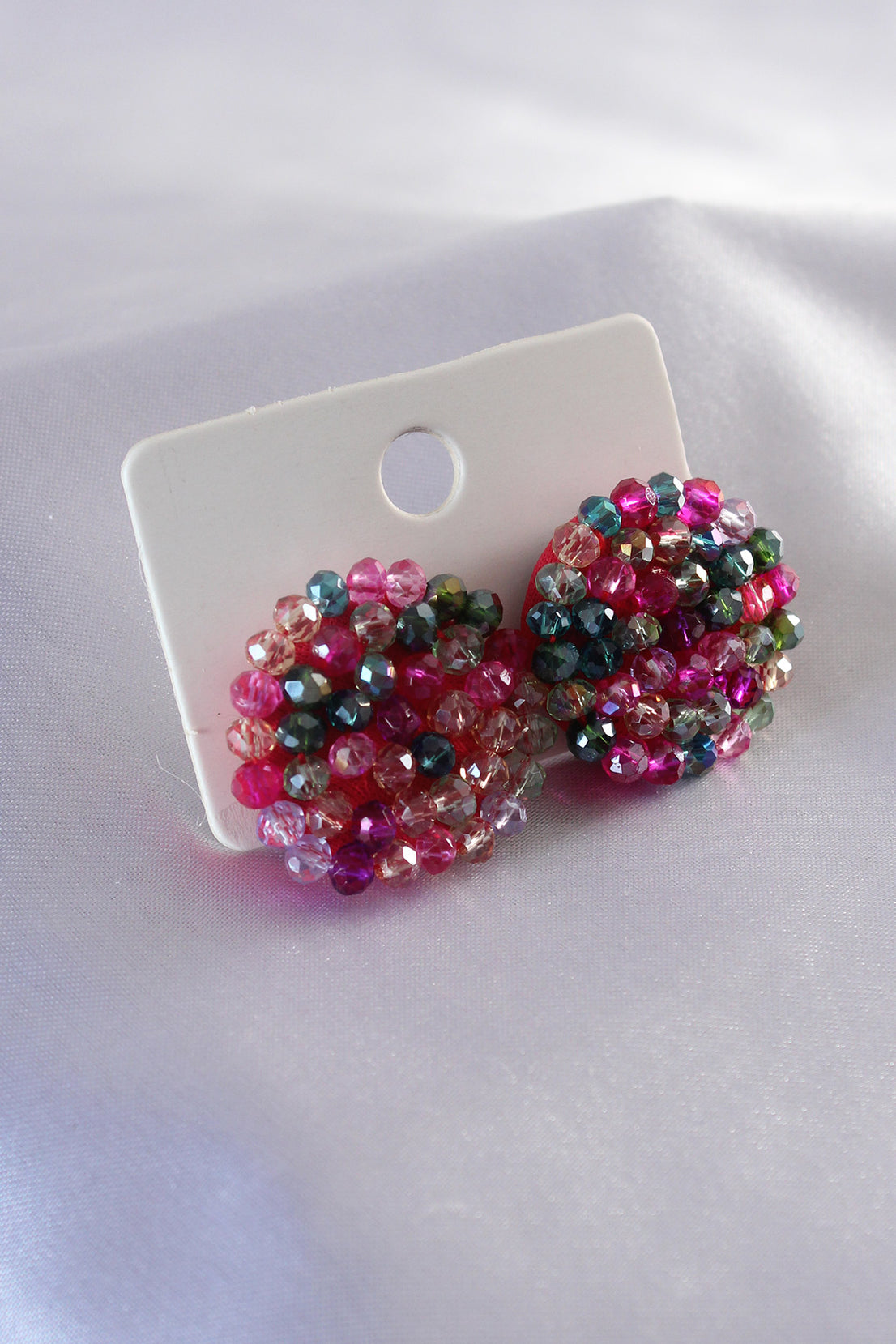 Mixed Color Crystal Knitted Button Model Women's Earrings