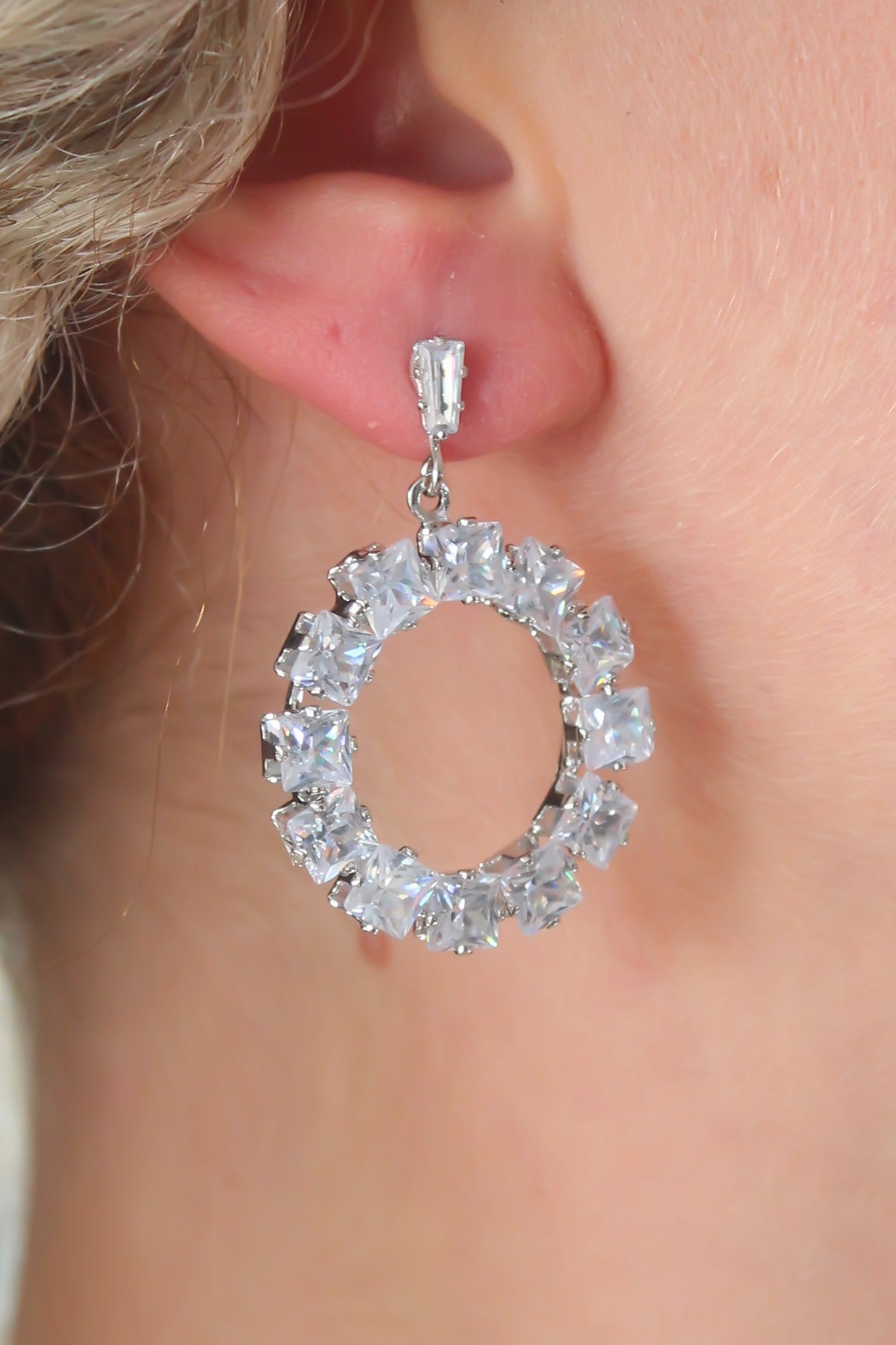 Silver Color Zircon Stone Women's Earrings