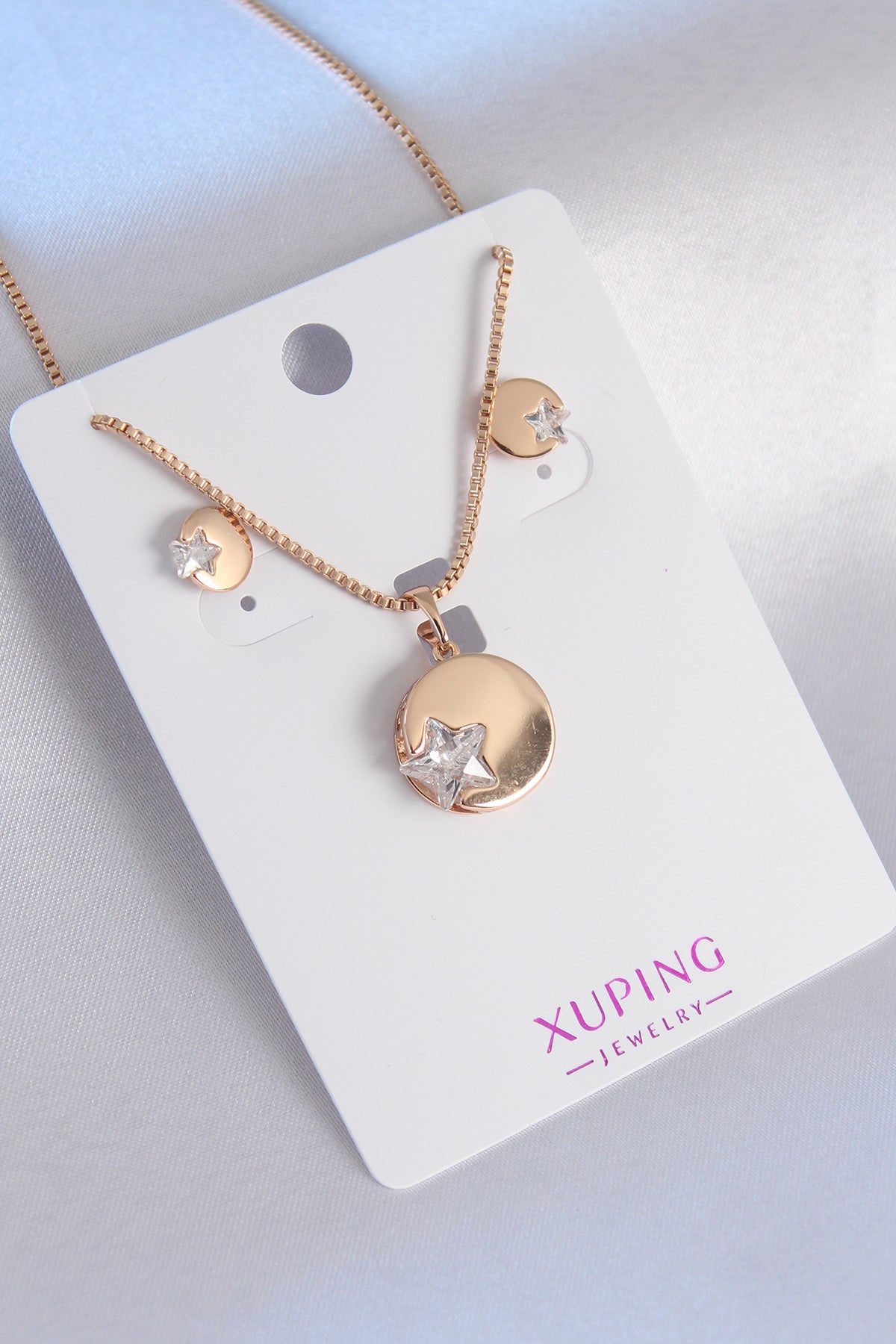 Xuping Rose Gold Color Zircon Stone Star Figure Women's Earring Set