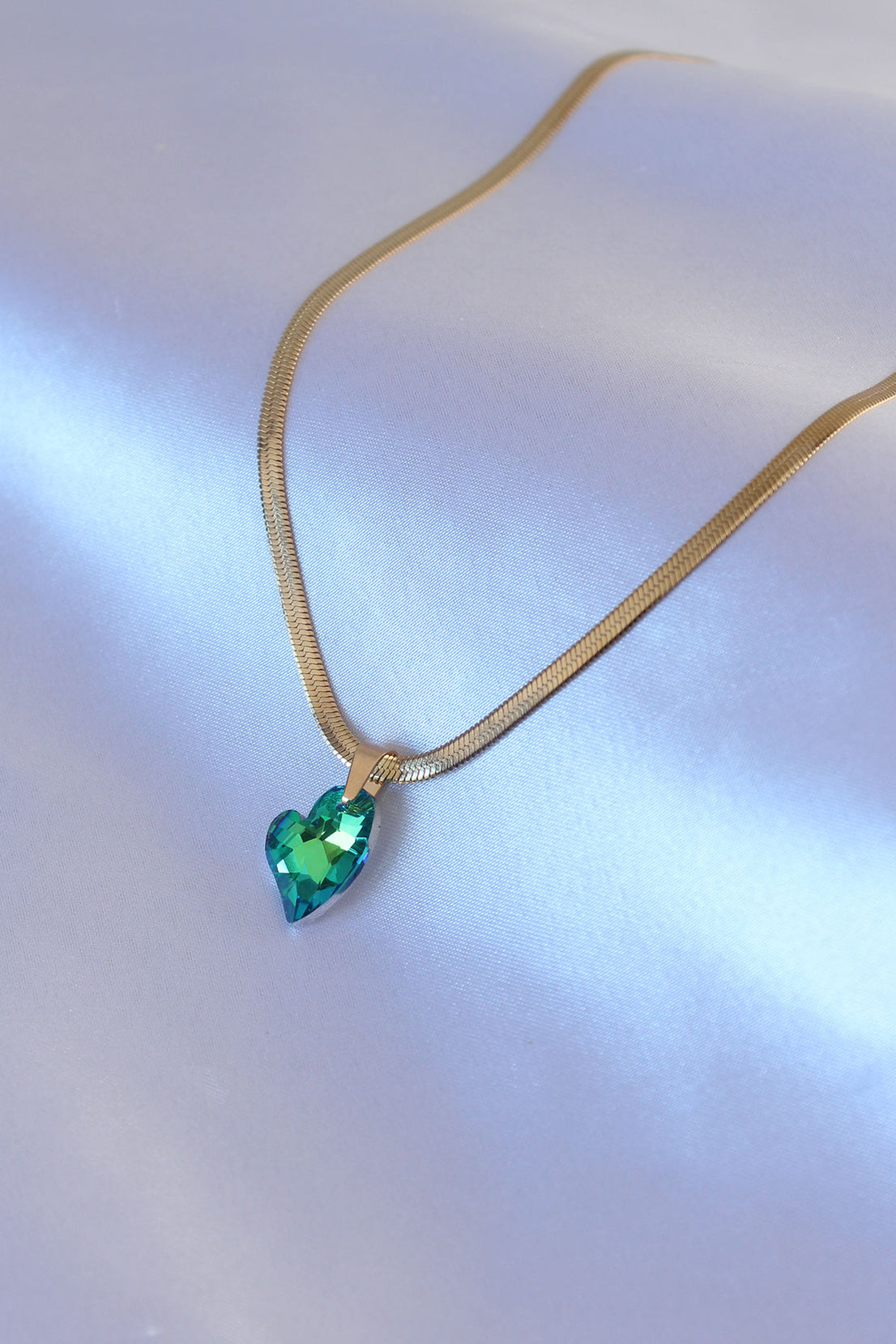 316L Steel Gold Color Italian Chain Model Heart Figure Zircon Stone Women's Necklace