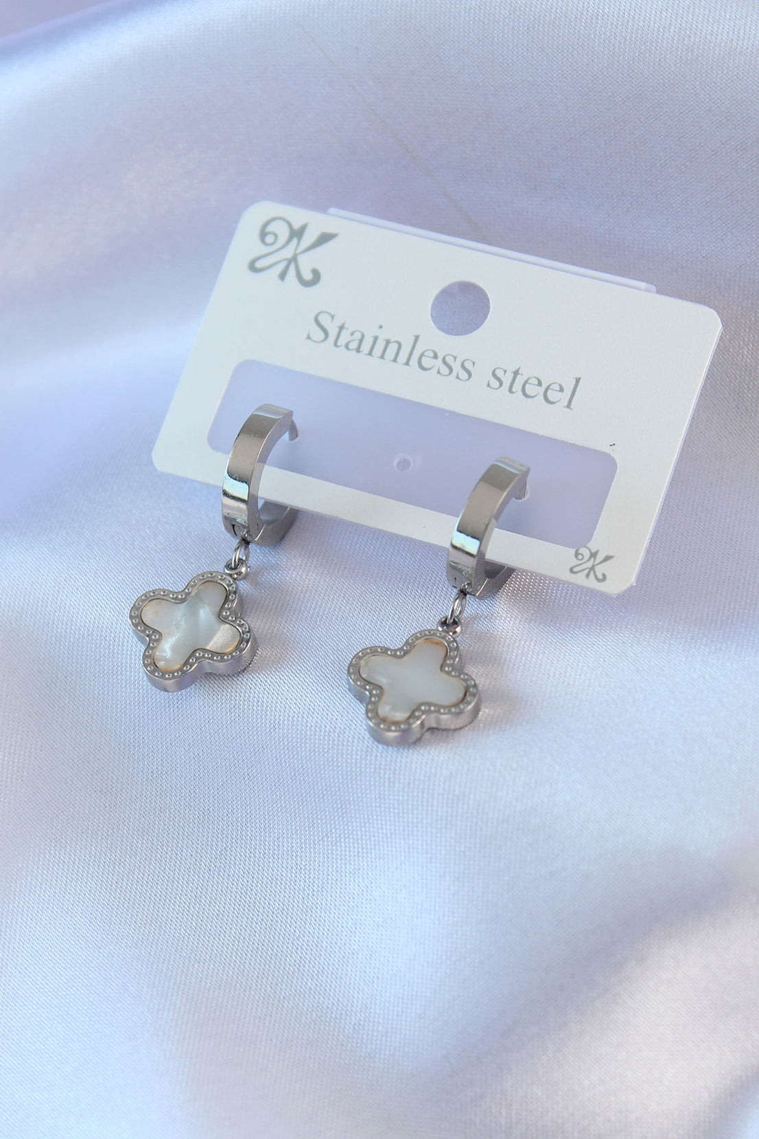 316L Steel Silver Color Flower Model Women's Earrings