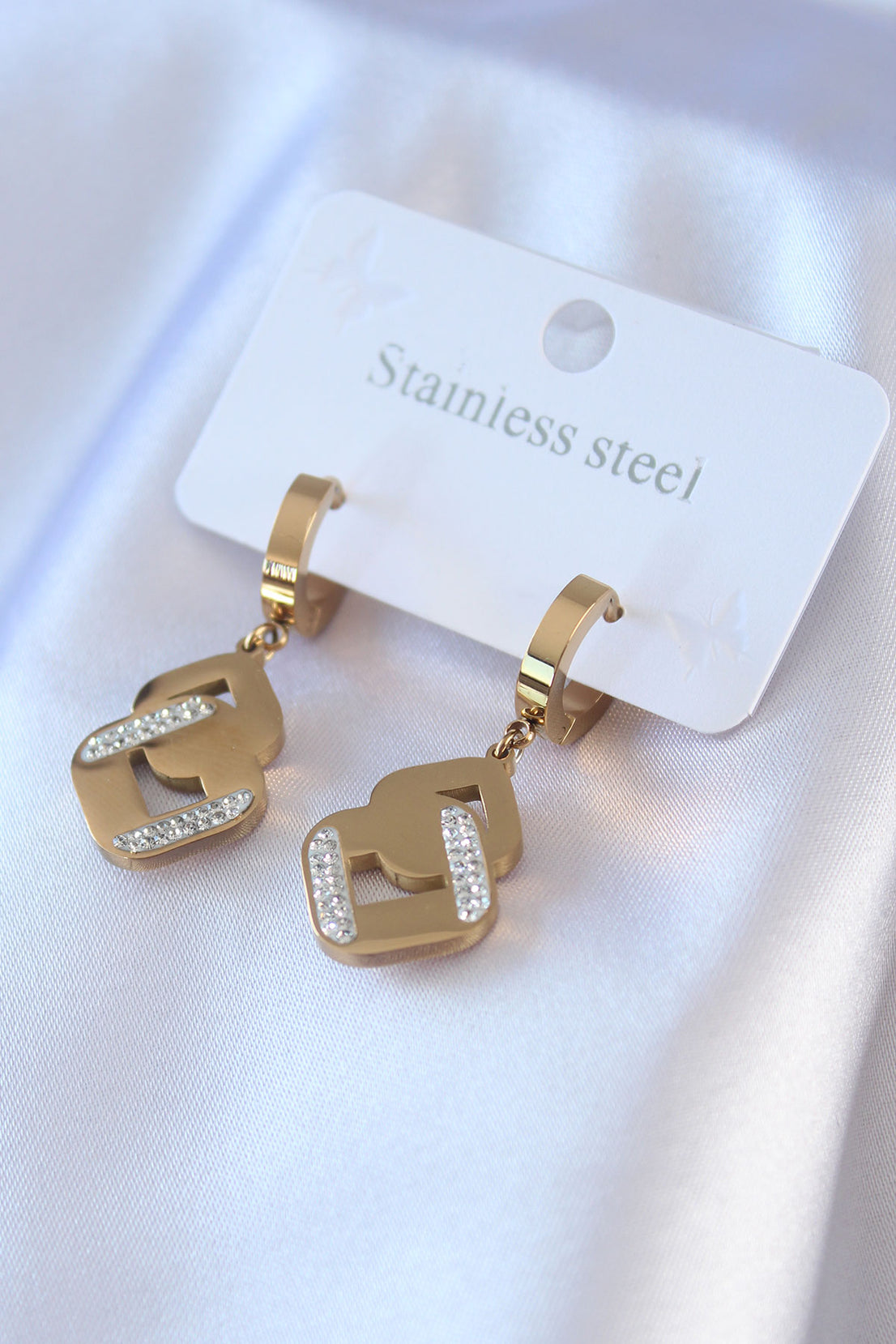 316L Steel Gold Color Zircon Stone Women's Earrings