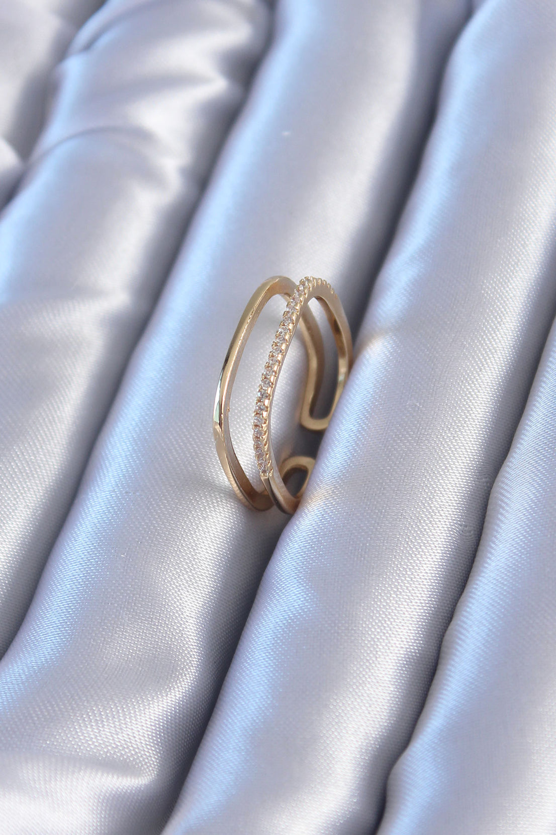 Elegant Model 2-Piece Gold Color Brass Women's Ring