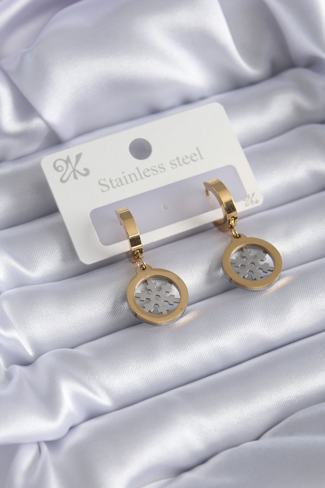 316L Steel Gold Color Snowflake Model Women's Earrings