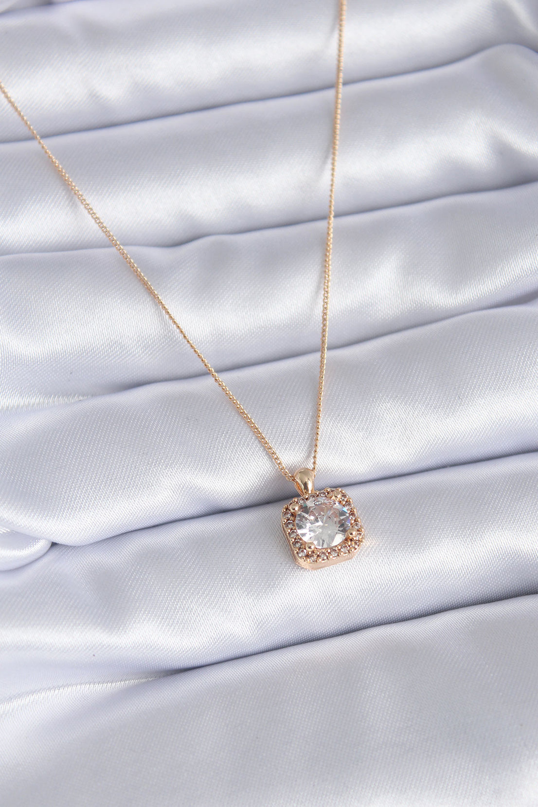 Gold Color Square Zircon Stone Model Women's Necklace