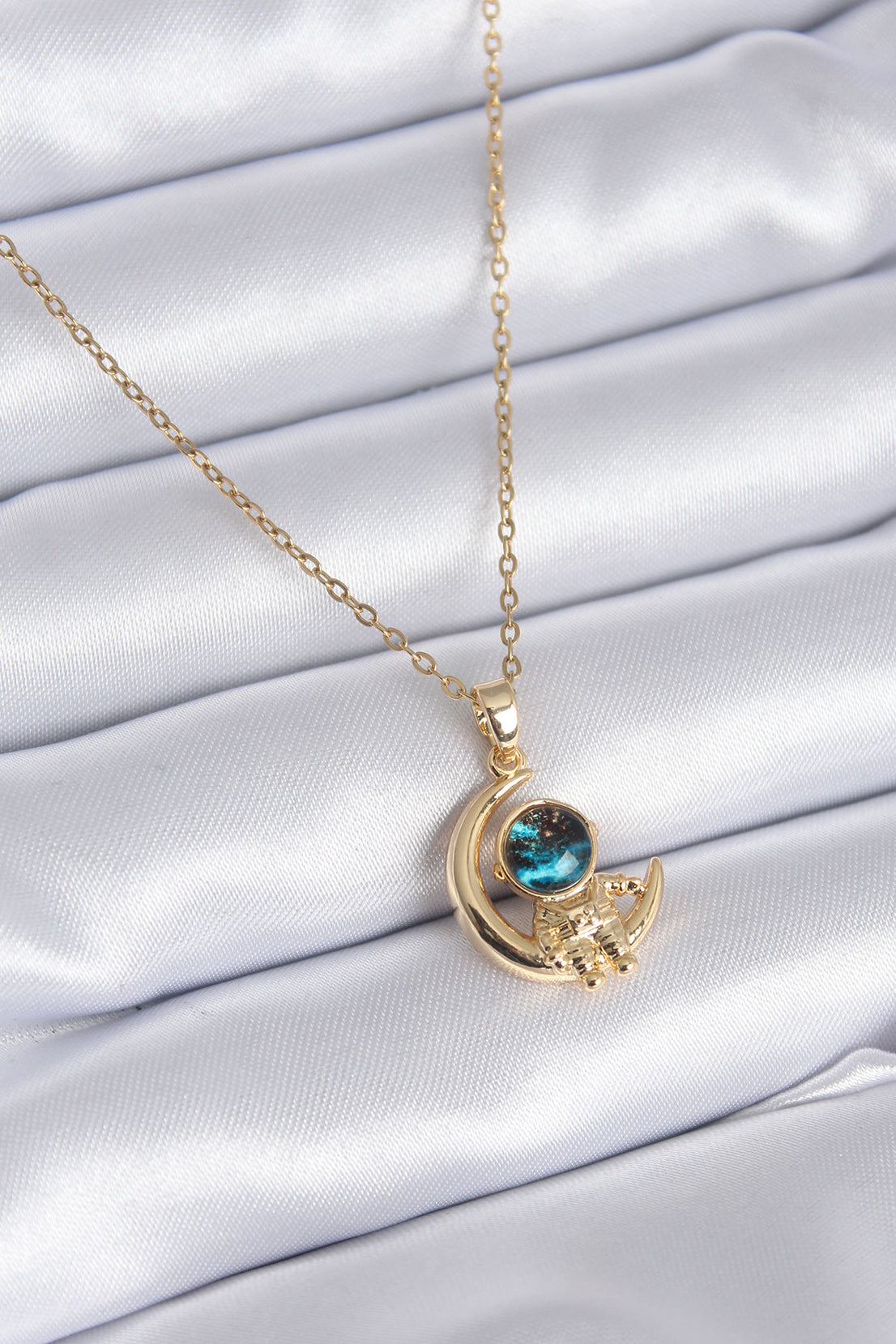 316L Steel Gold Color Galaxy Astronaut Model Women's Necklace