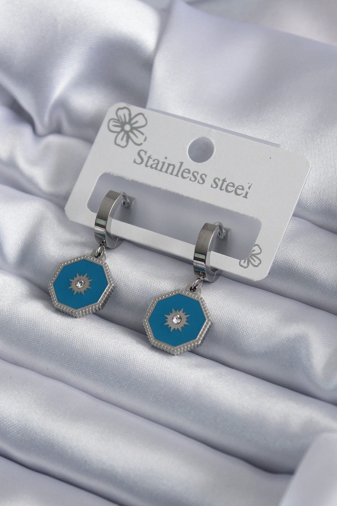 316L Steel Silver Color Geometric Model Zircon Stone Detail Women's Earring