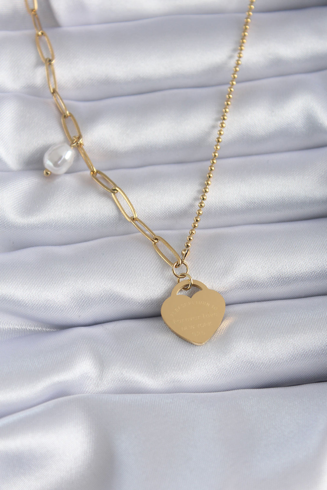 316L Steel Gold Color Lock Heart Figure Processing Detail Chain Model Women's Necklace