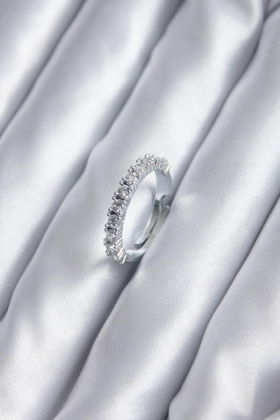 Silver Color Thin Waterway Model Zircon Stone Women's Ring