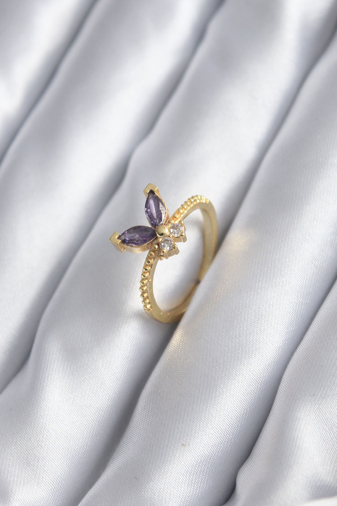 Gold Color Zircon Stone Butterfly Model Women's Ring