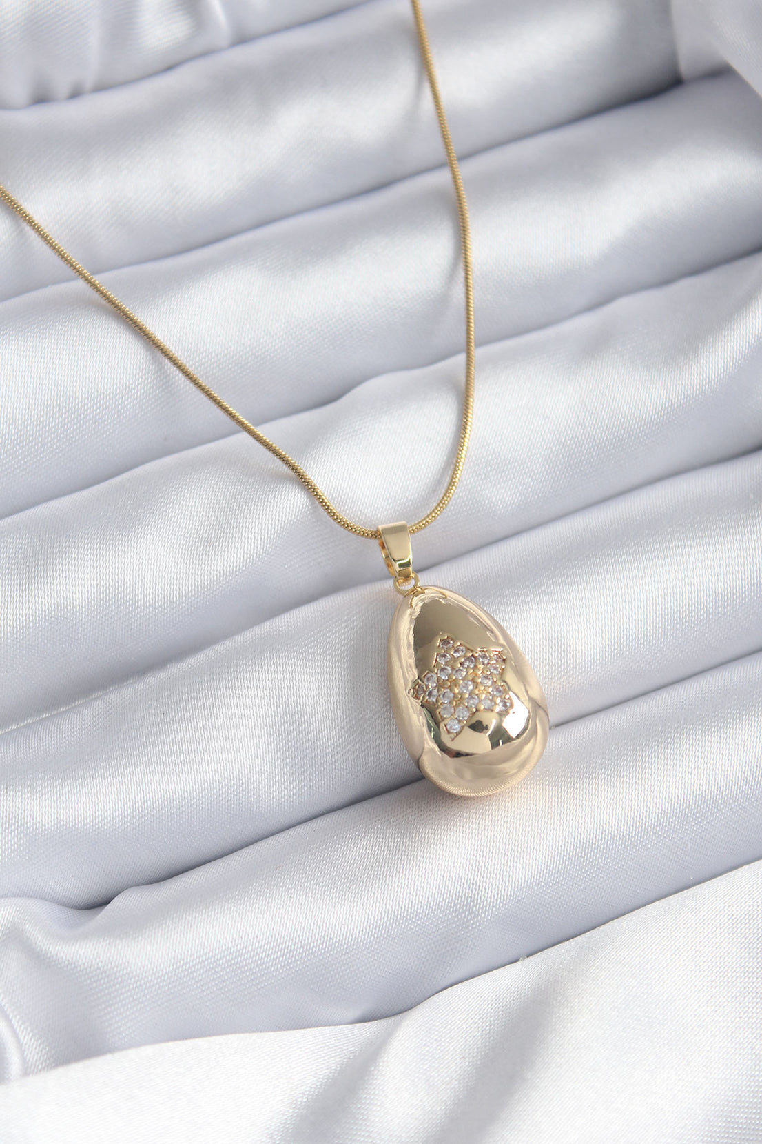 316L Steel Gold Color Drop Model Star Embroidery Zircon Stone Women's Necklace