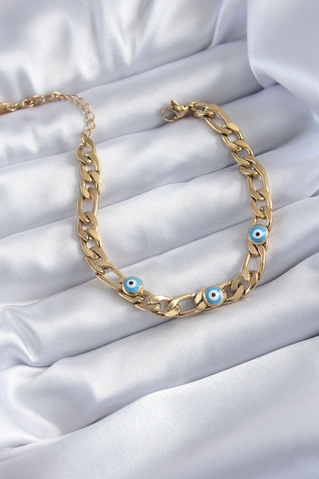316L Steel Gold Color Chain Model Evil Eye Beaded Women's Bracelet