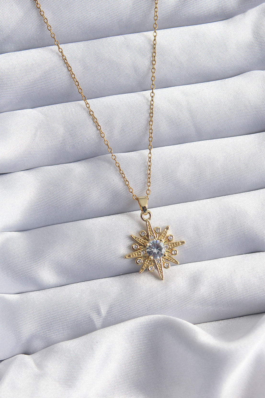 316L Steel Gold Color Chain Zircon Stone Polar Star Figure Women's Necklace