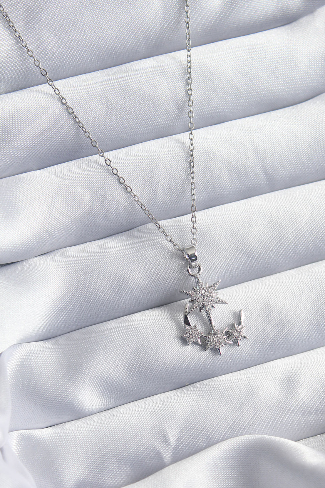 316L Steel Silver Color Chain Zircon Stone Polar Star Detail Anchor Figure Women's Necklace