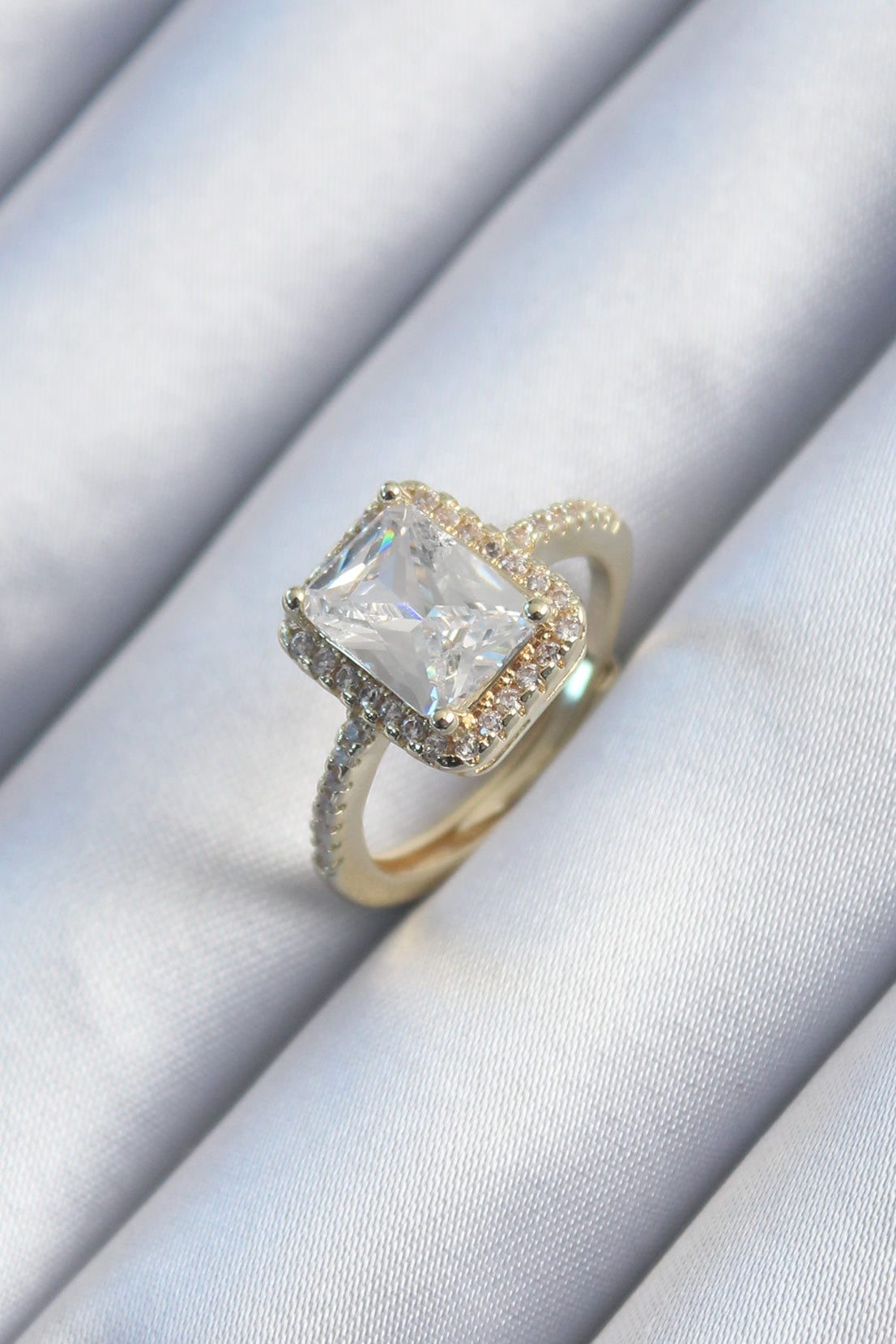 Brass Gold Color Zircon Stone Women's Ring