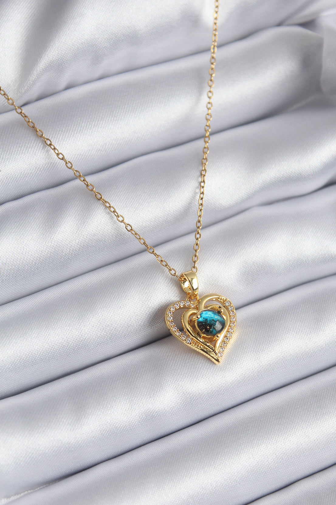 316L Steel Gold Color Zircon Stone Heart Galaxy Model Women's Necklace