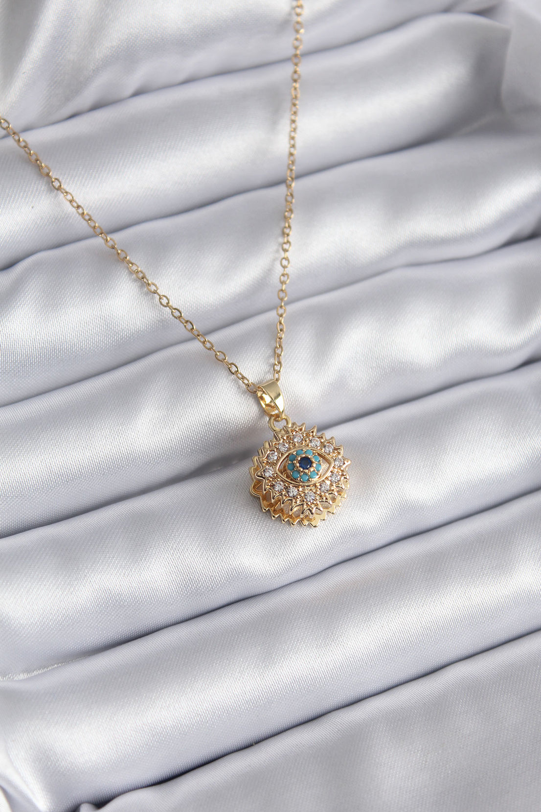 316L Steel Gold Color Zircon Stone Eye Model Women's Necklace