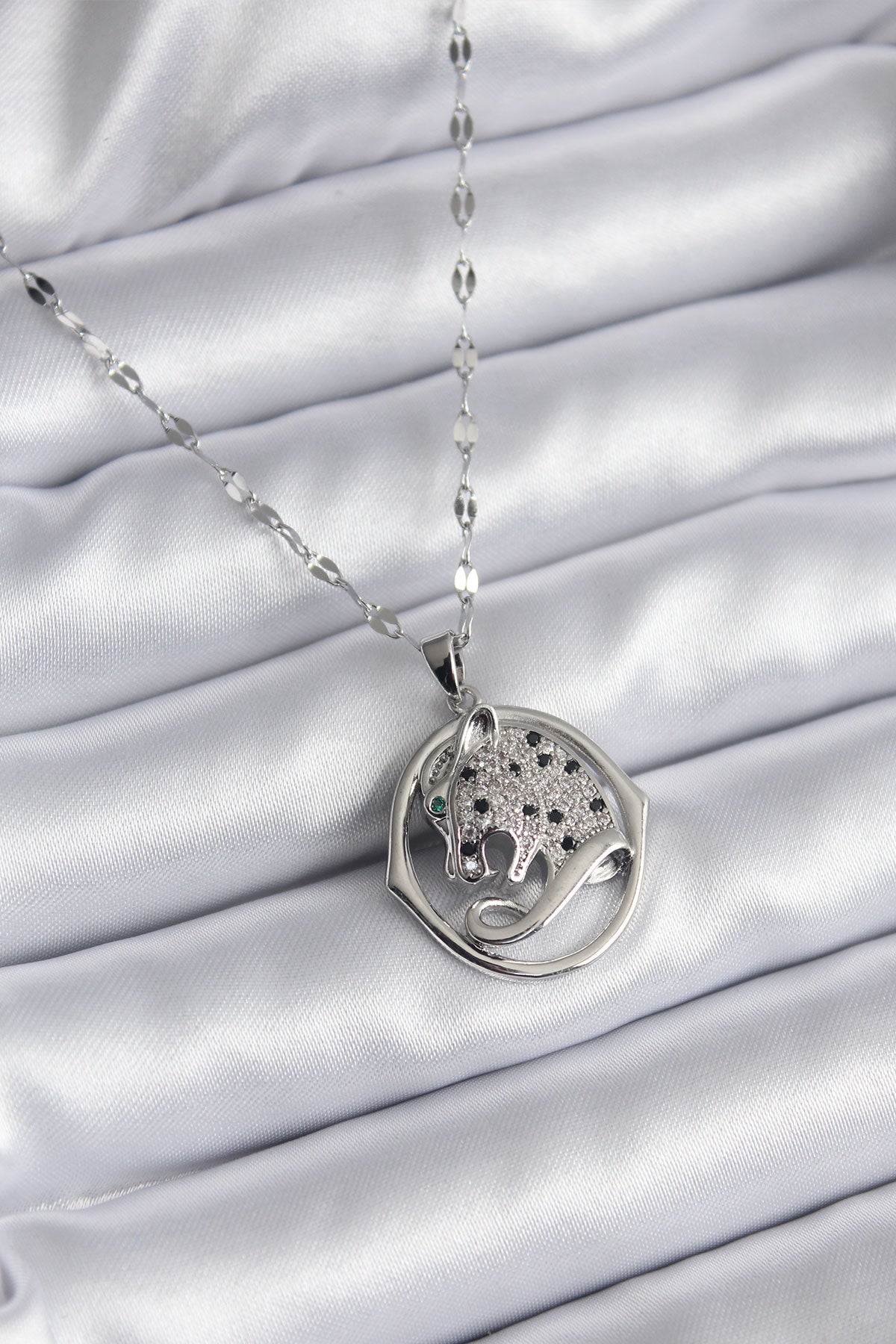 316L Steel Silver Color Zircon Stone Puma Model Women's Necklace