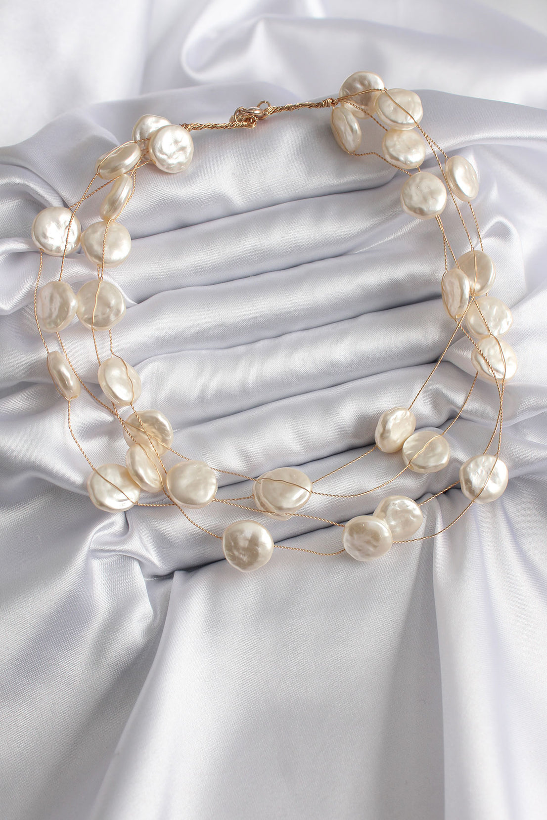 Gold Color Multi Pearl Model Women's Necklace