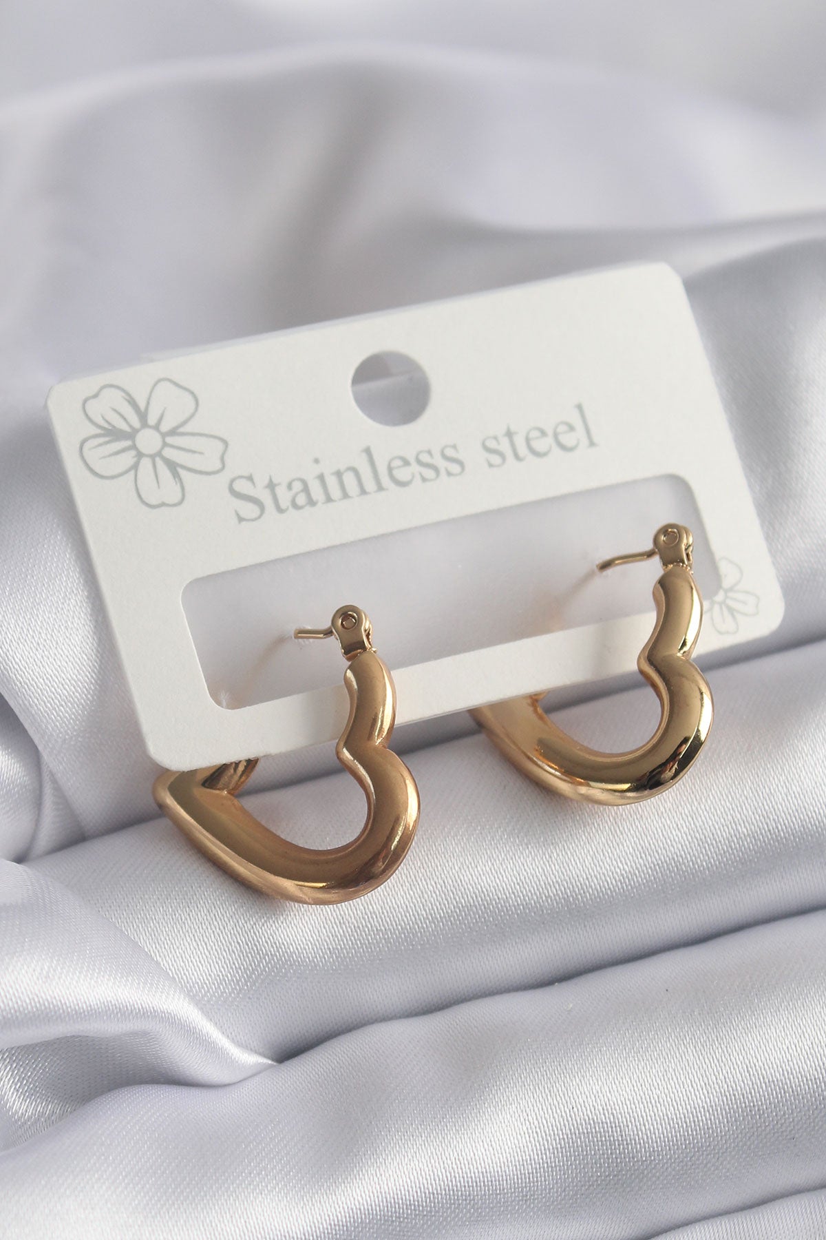 316L Steel Gold Color Heart Model Women's Earrings