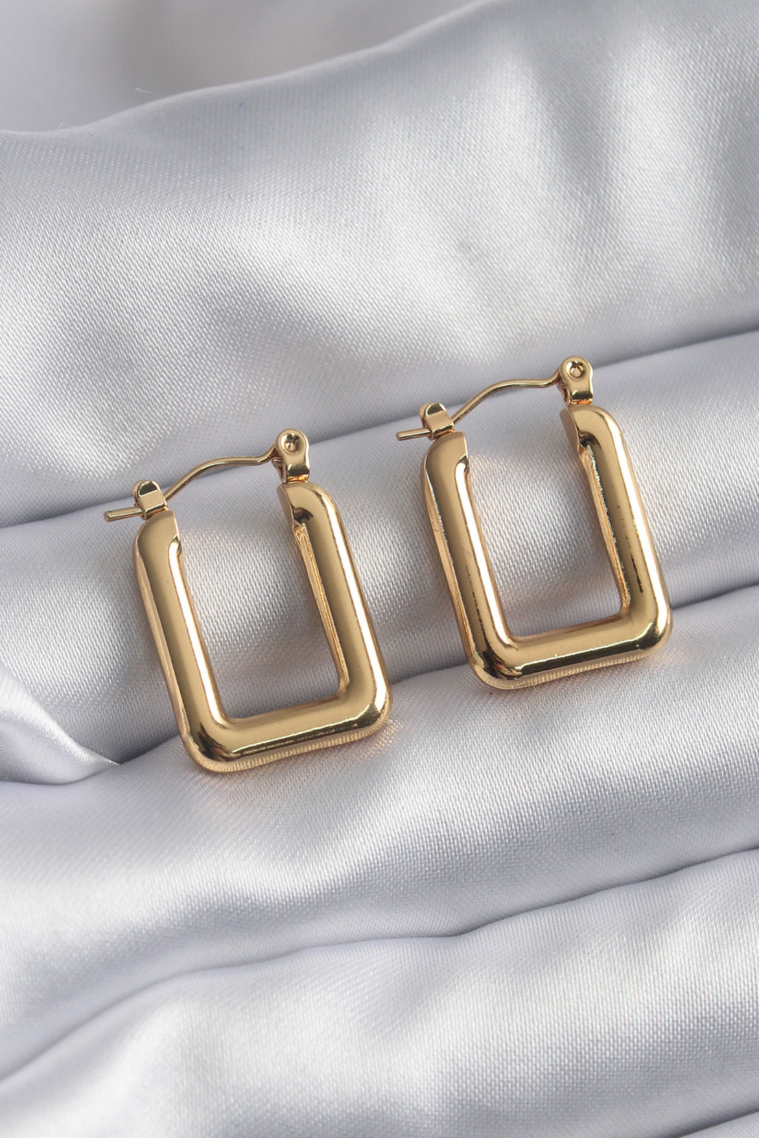 316L Steel Gold Color Square Model Women's Earrings