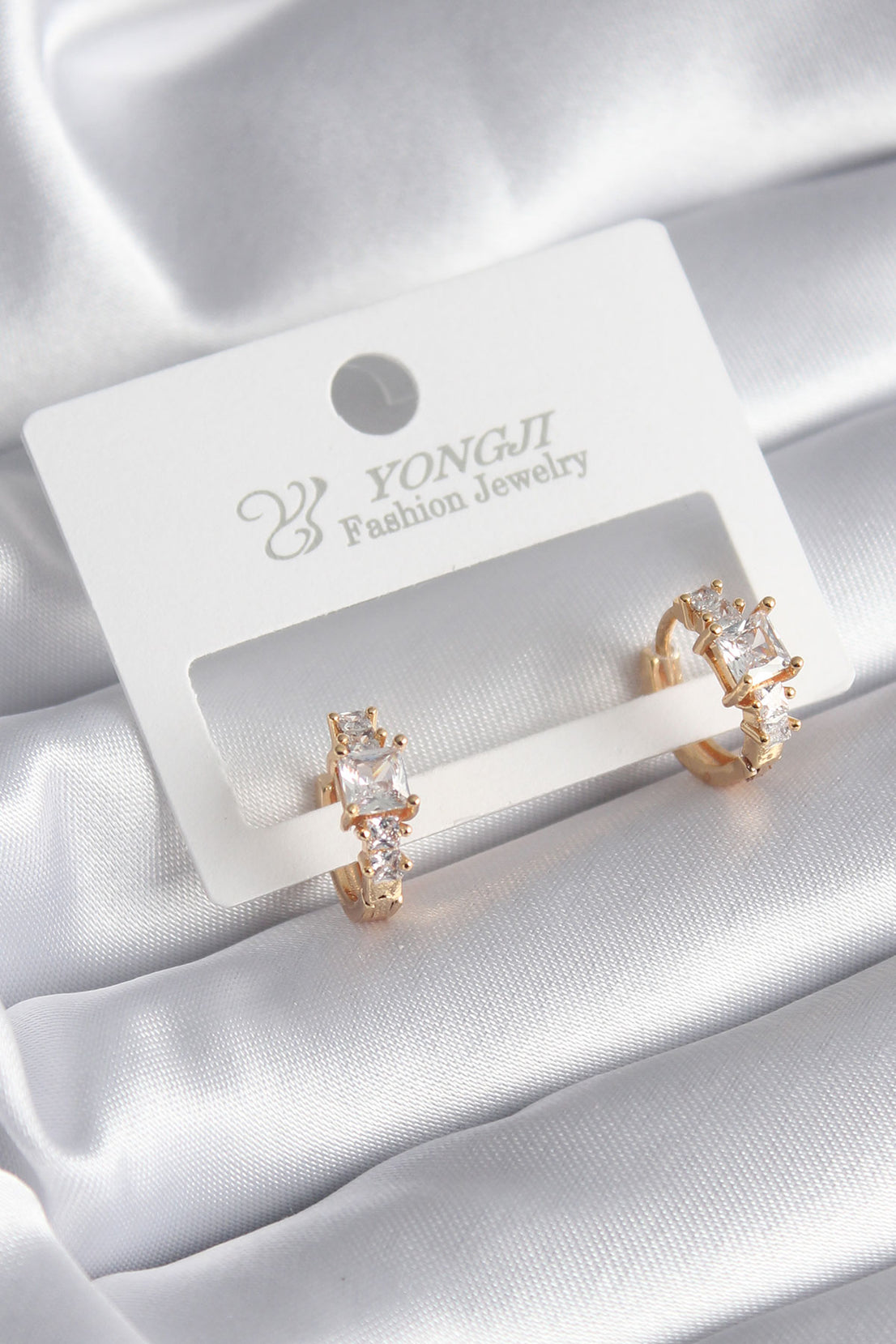 Brass Gold Color Zircon Stone Women's Earrings