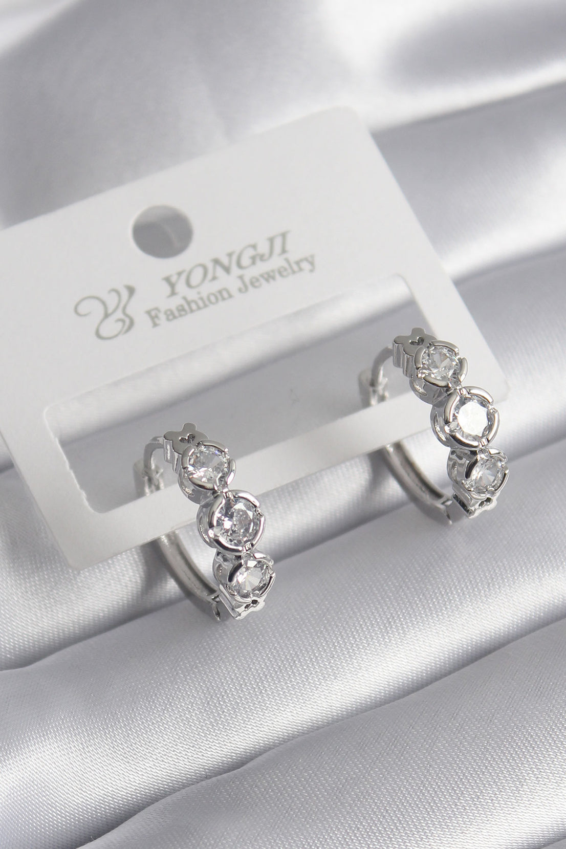 Brass Gold Color Zircon Stone Heart Detail Women's Earrings
