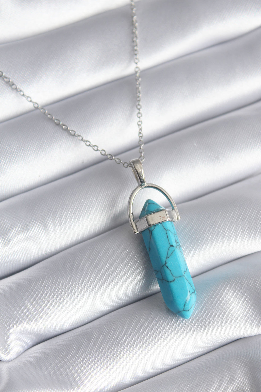 316L Steel Silver Color Blue Stone Model Women's Necklace
