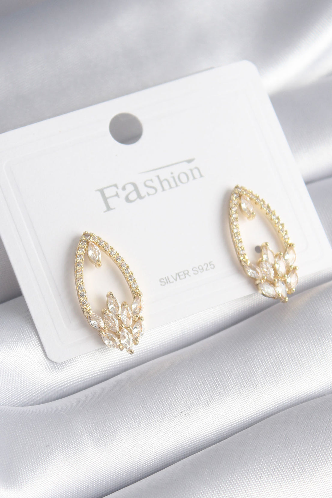 Brass Gold Color Zircon Stone Women's Earrings