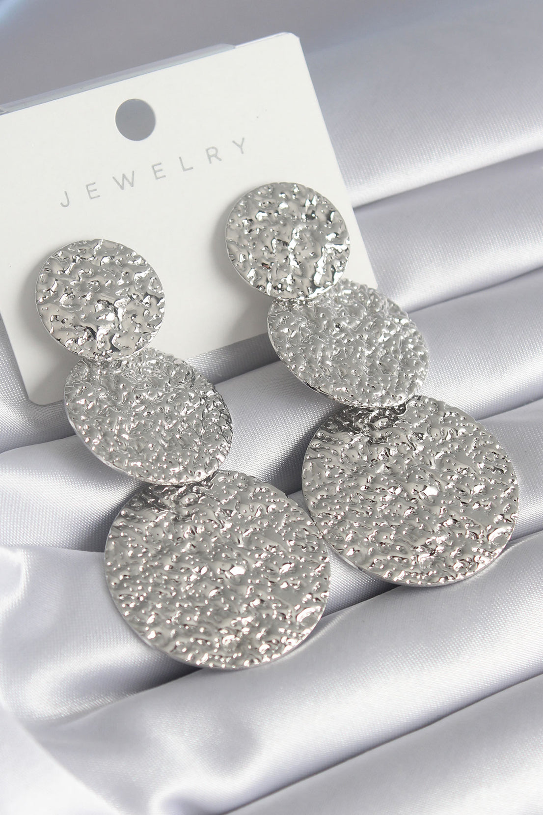 Brass Silver Color Processing Detail Plate Dangle Model Women's Earrings
