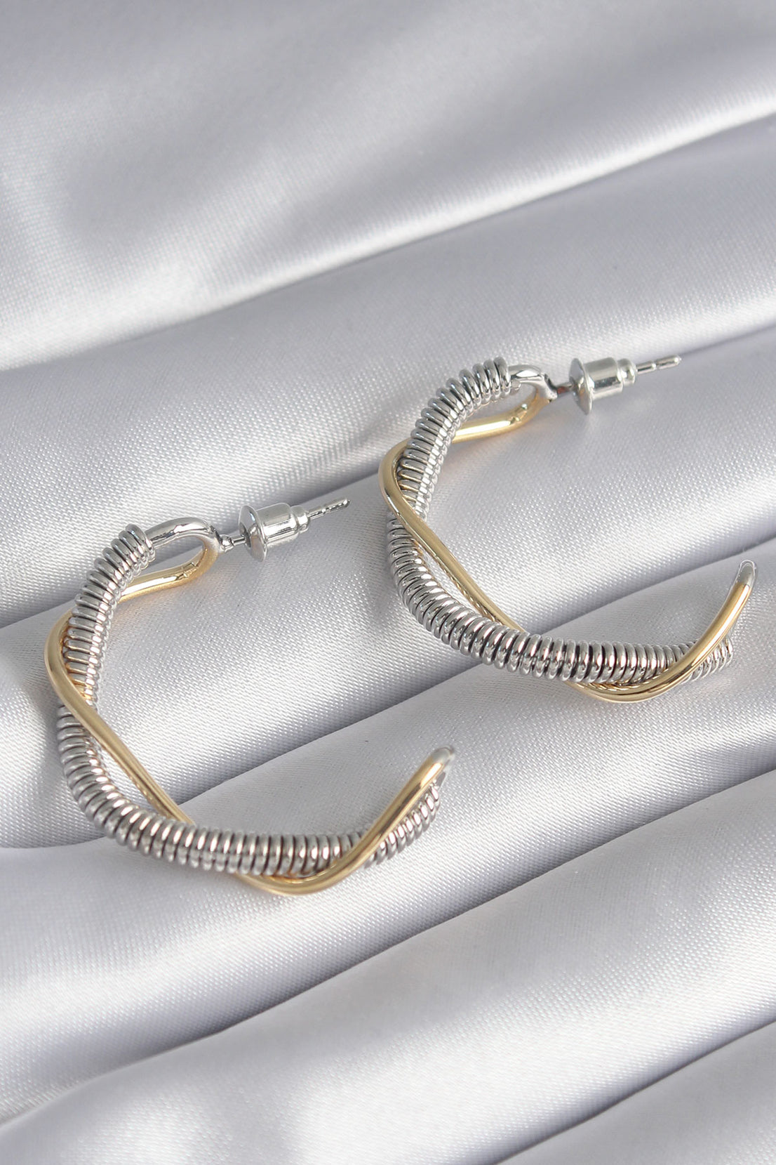 Brass Silver Color Tube Hoop Model Women's Earrings