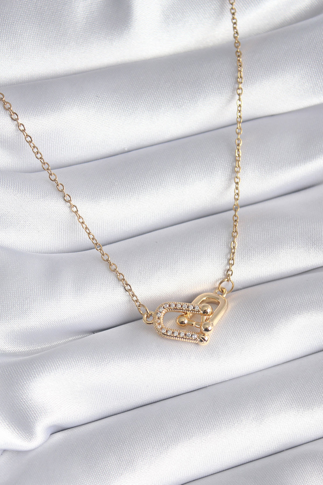 316L Steel Gold Color Zircon Stone Tiffany Model Women's Necklace