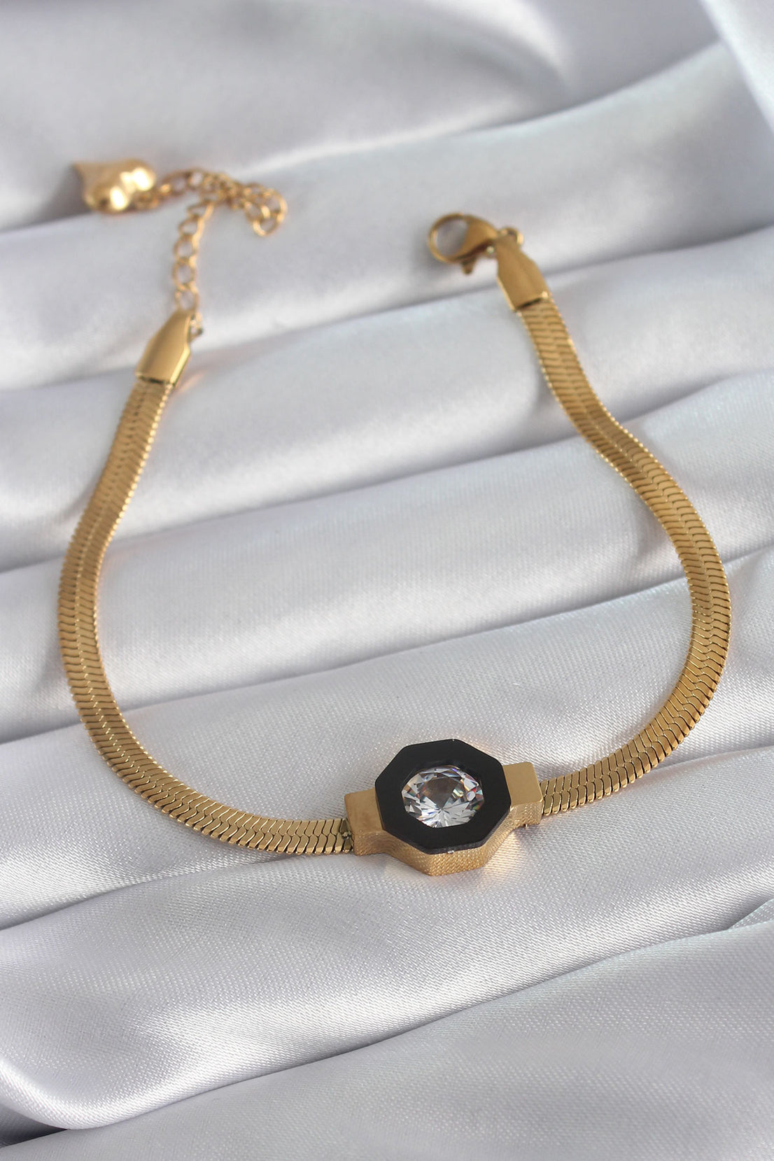 316L Steel Gold Color Italian Chain Model Zircon Stone Women's Bracelet