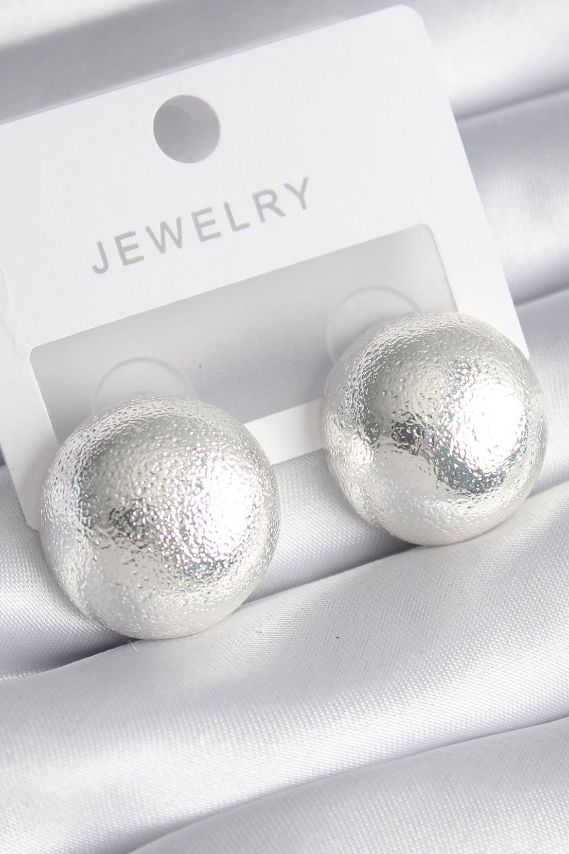 Brass Silver Color Embroidery Detail Top Model Women's Earrings