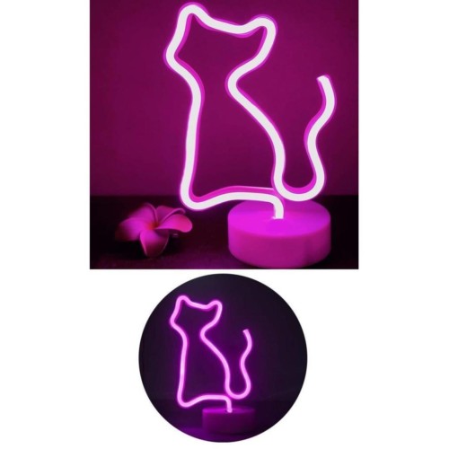 Pembe Kedi Neon Lamba