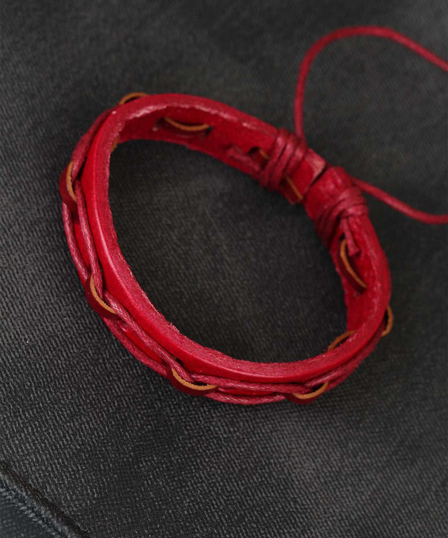 Red Color Rope New Season Leather Men's Bracelet