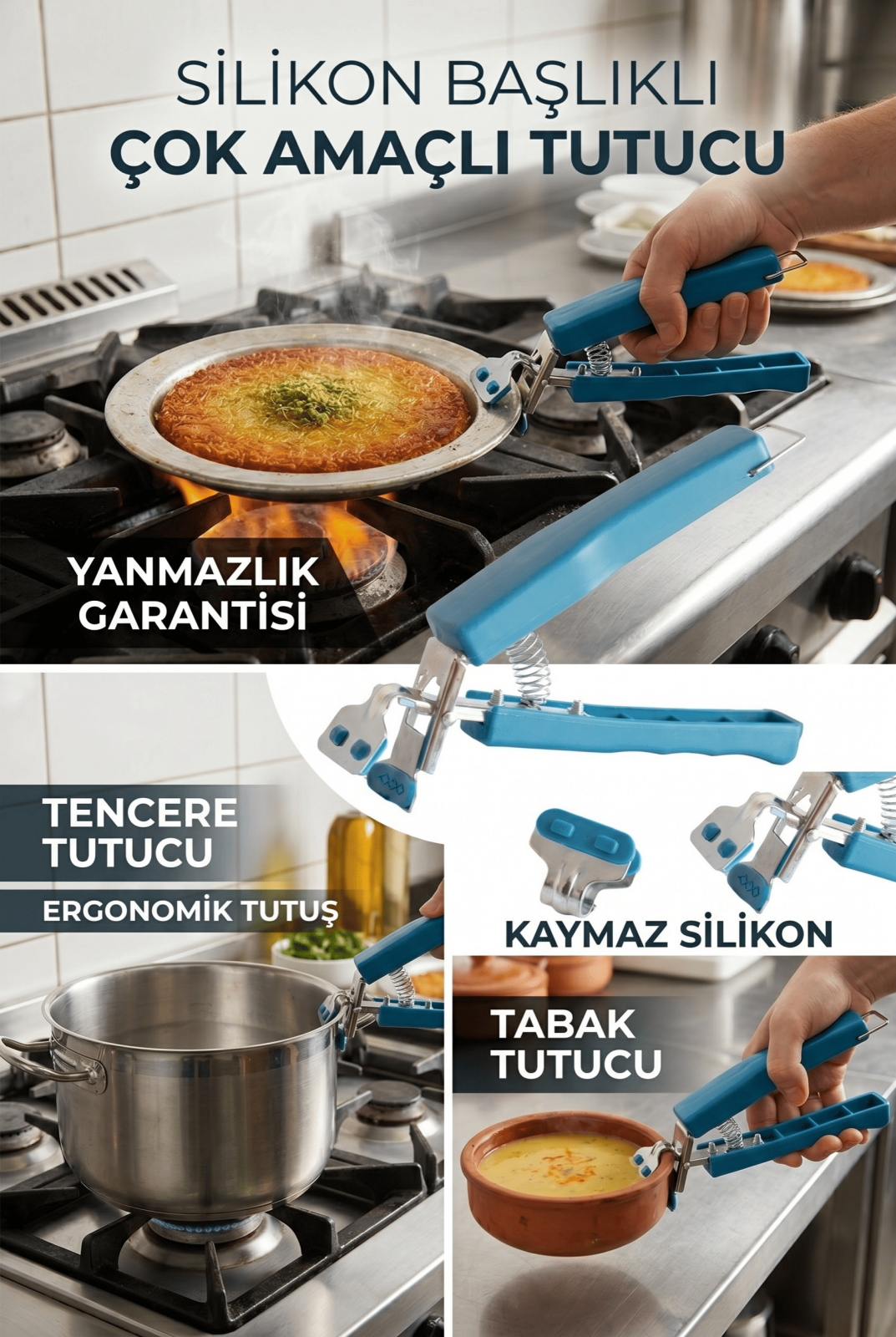 Tava Tencere Tabak Tutacağı Isıya Dayanıklı Kase Tutacak Pratik Servis Maşası Sıcak Tabak Taşıma Aparatı - görsel 2